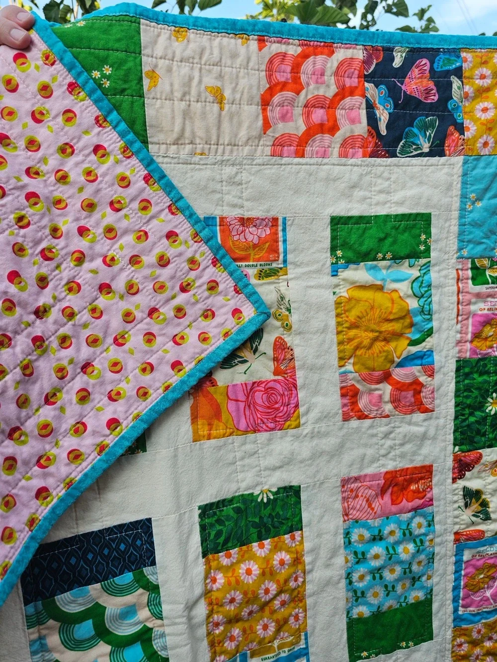 Handmade Patchwork Quilt: Ruby Star Society Flowerland, Butterfly Design 35”X44